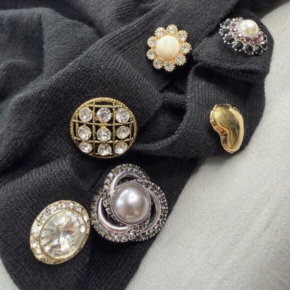 MARC JACOBS The Jewelled Button Cardigan Black SIZE XS Wool Cashmere Sweater - Picture 14 of 16